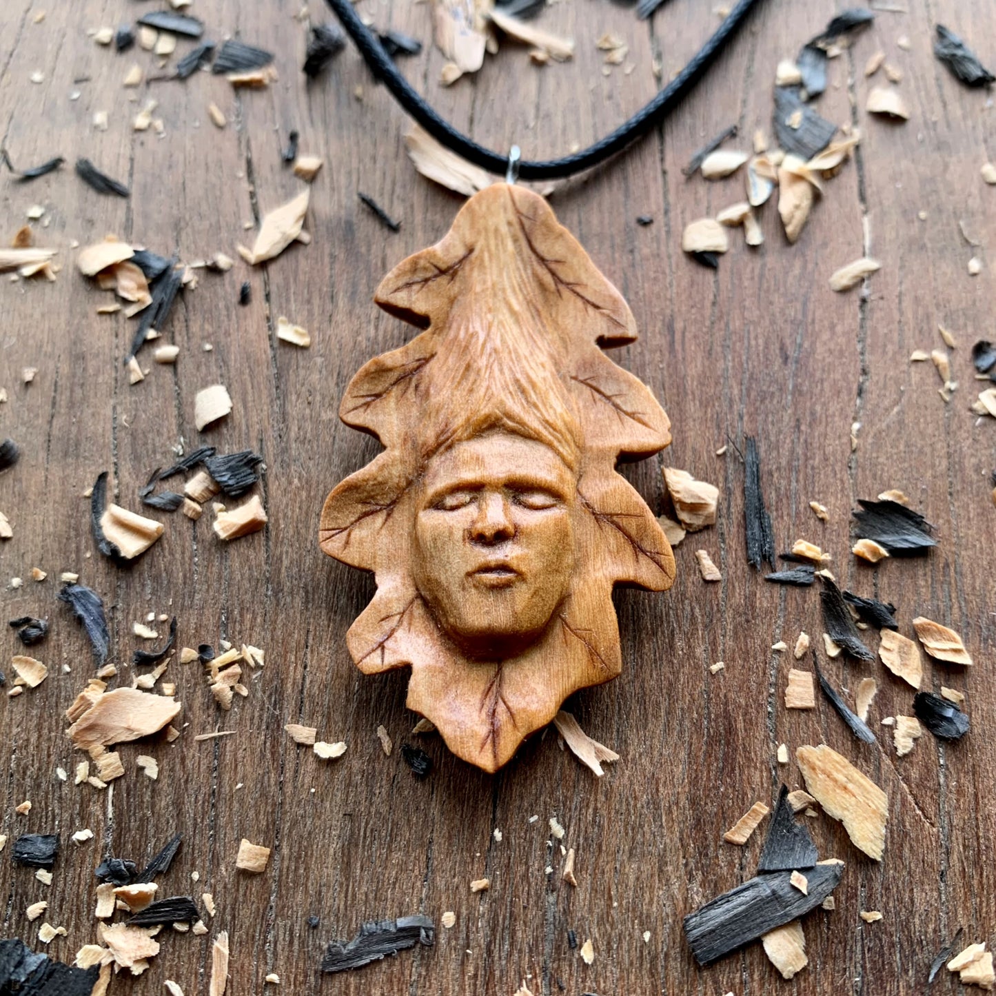 Oak Leaf Wood Spirit Pendant