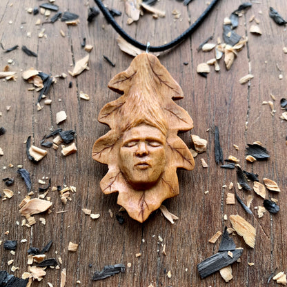 Oak Leaf Wood Spirit Pendant