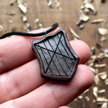 Medieval Shield Wood Pendant Style 2