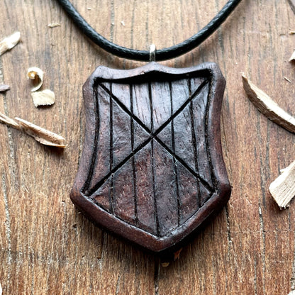 Medieval Shield Wood Pendant Style 2