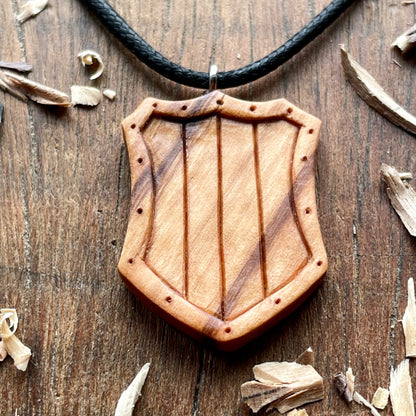 Medieval Shield Wood Pendant Style 2