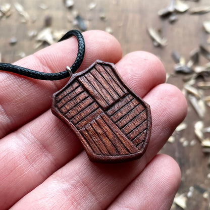 Medieval Shield Wood Pendant Style 2