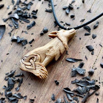 Wolf Pendant with Triquetra