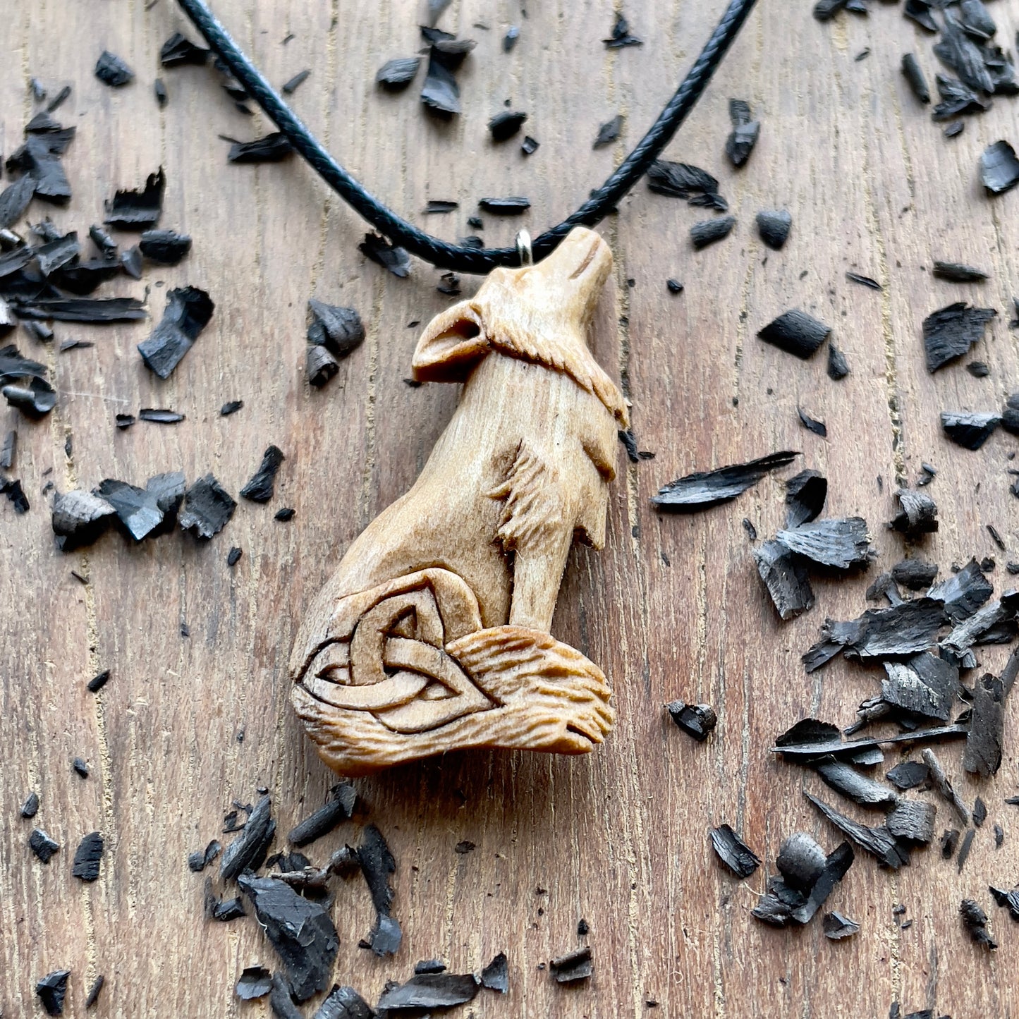Wolf Pendant with Triquetra