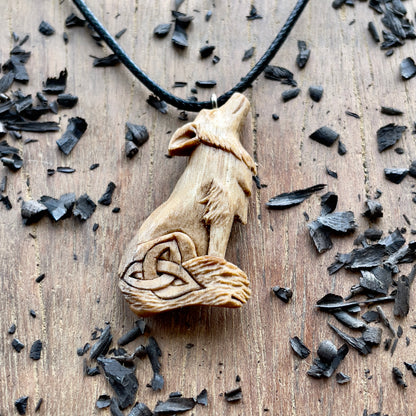 Wolf Pendant with Triquetra