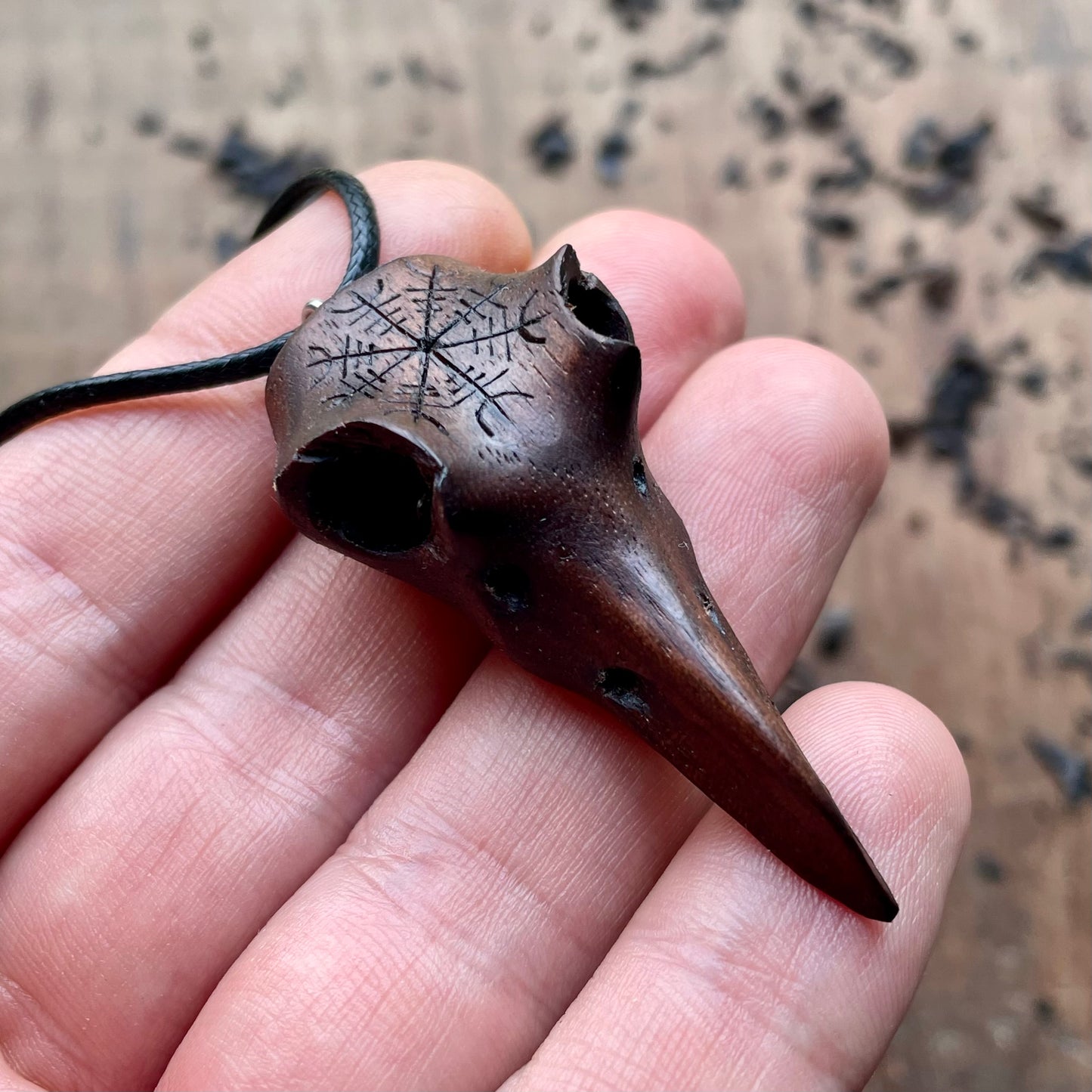 Raven Skull “Helm of Awe” Pendant