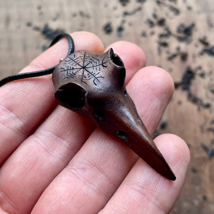 Raven Skull “Helm of Awe” Pendant