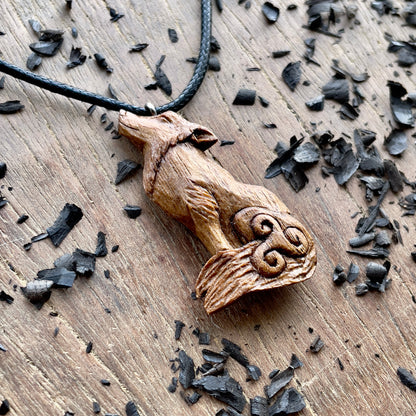 Wolf Pendant with Triskelion