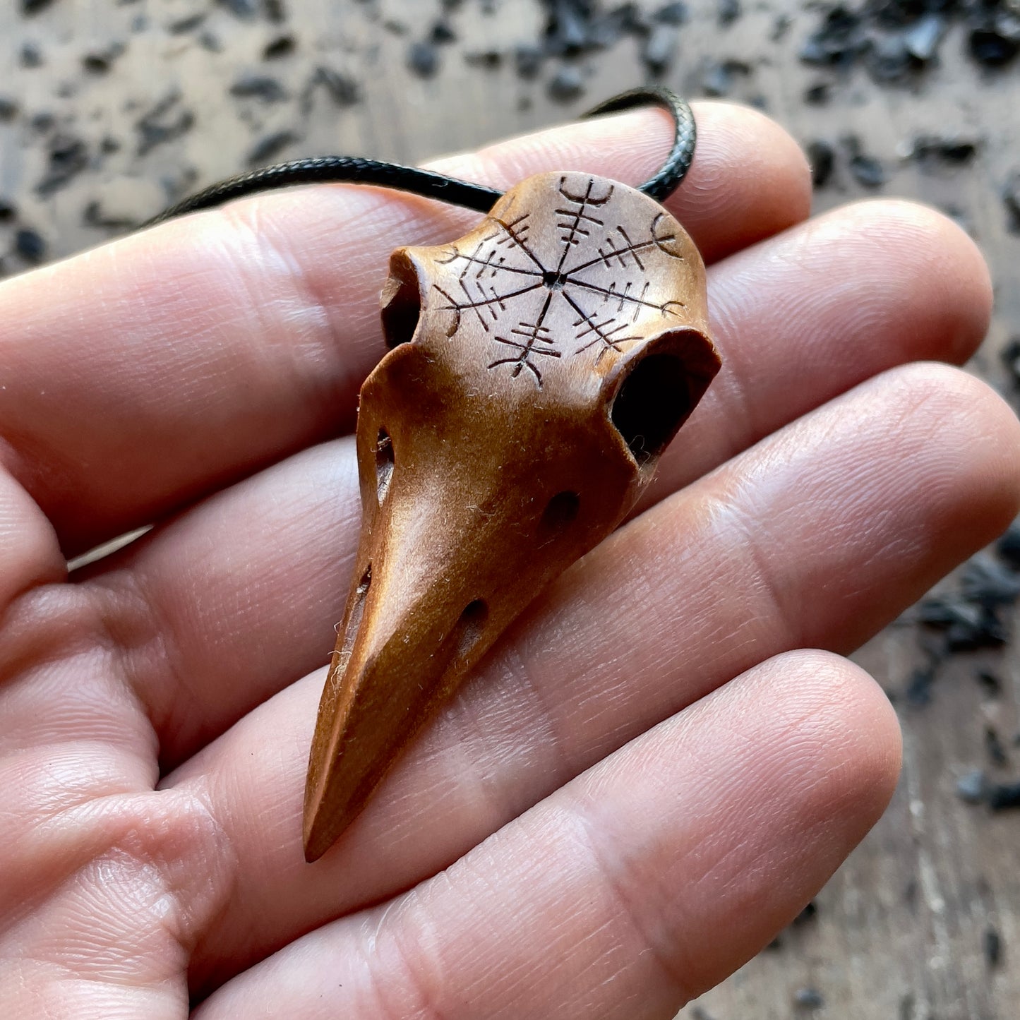Raven Skull “Helm of Awe” Pendant