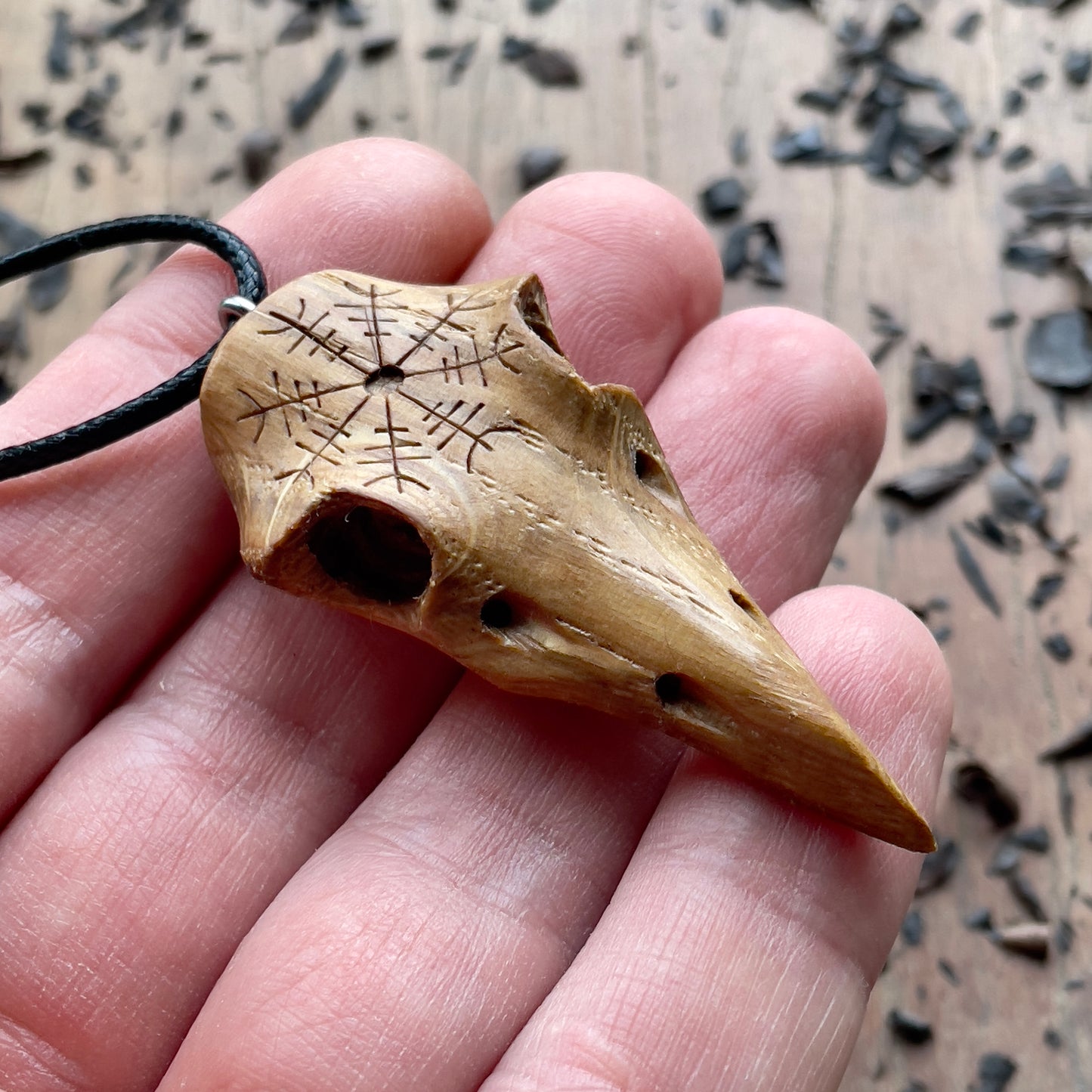 Raven Skull “Helm of Awe” Pendant