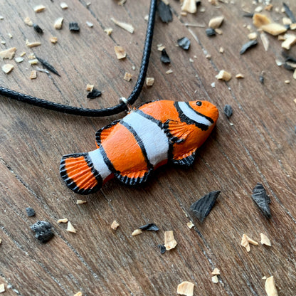 Clownfish Walnut Wood Pendant