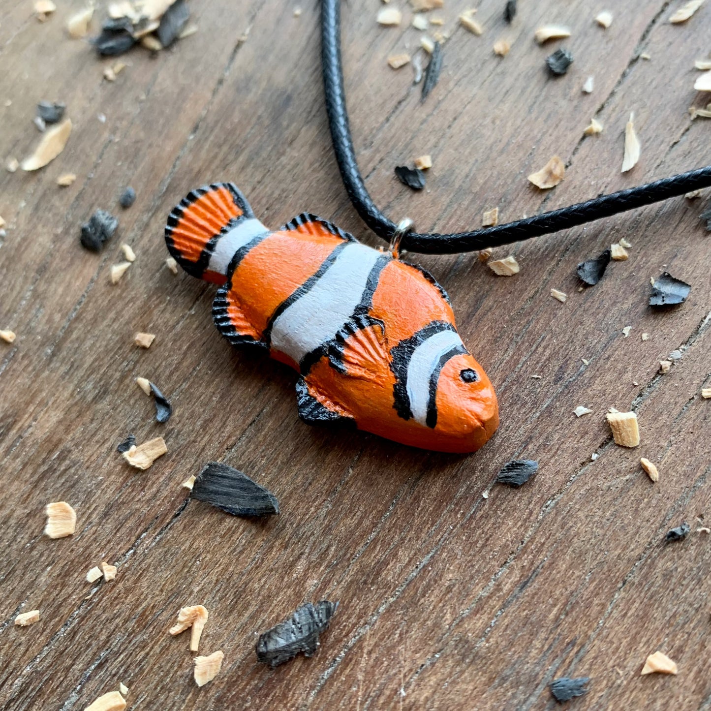 Clownfish Walnut Wood Pendant