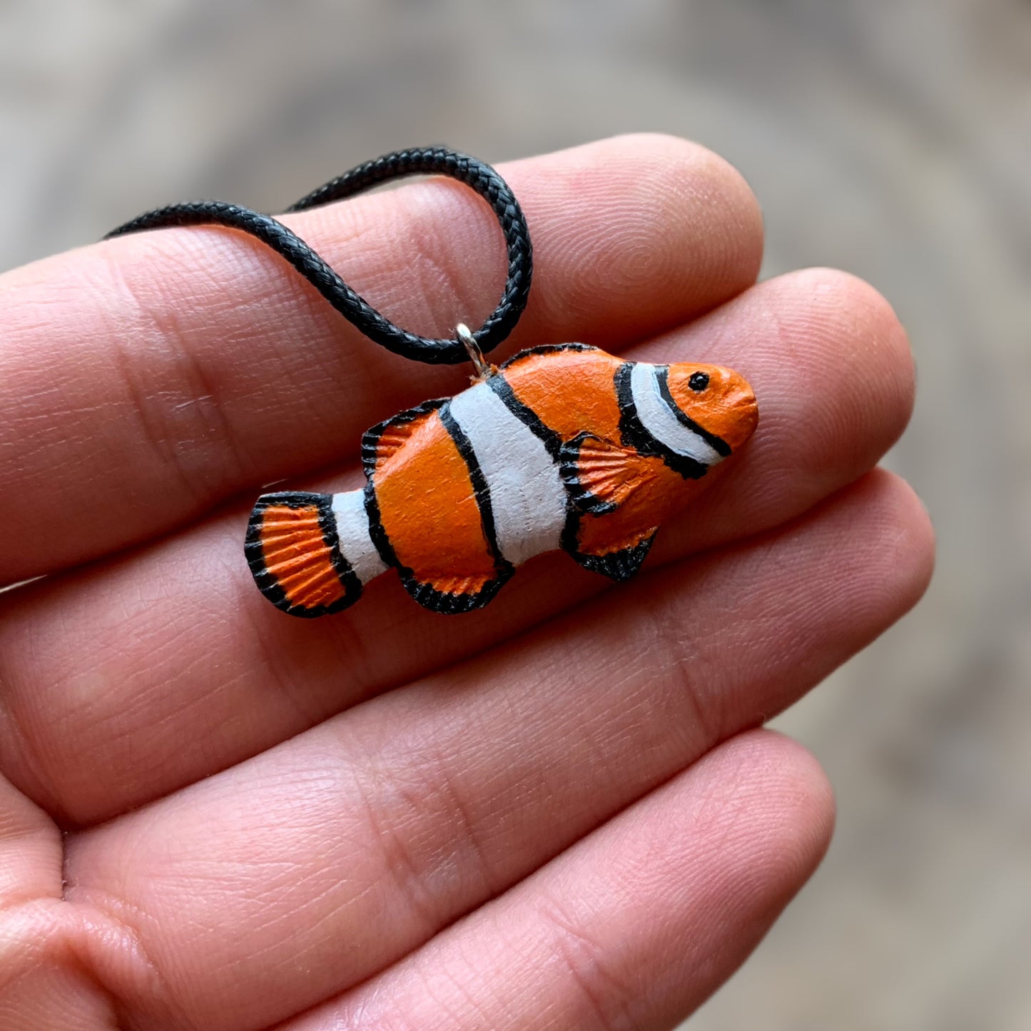 Clownfish Walnut Wood Pendant