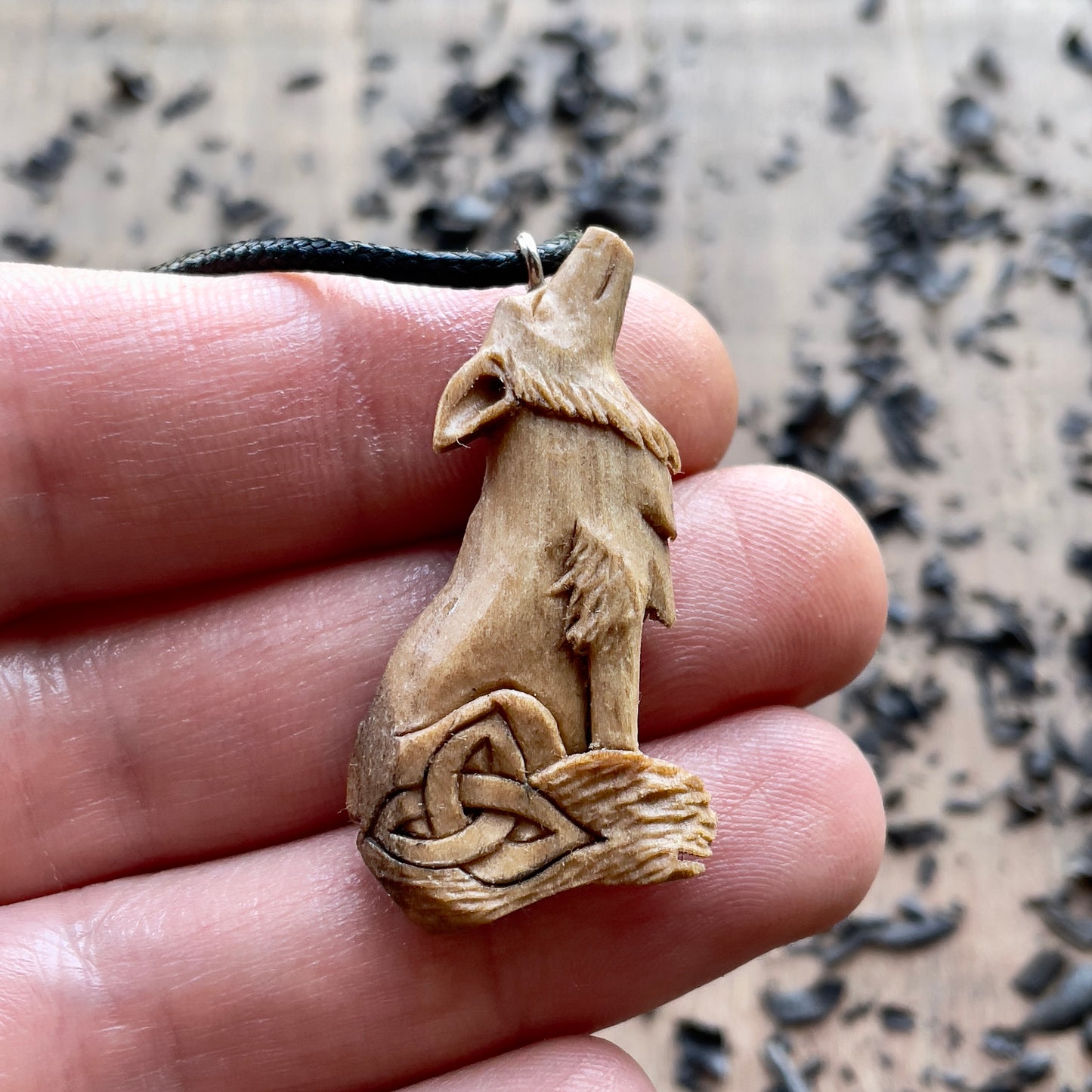 Wolf Pendant with Triquetra