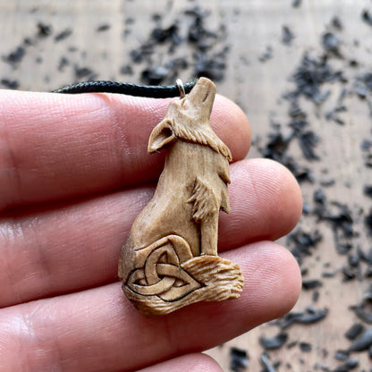 Wolf Pendant with Triquetra