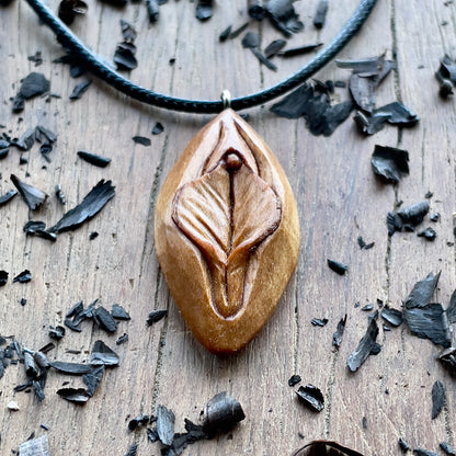 Vulva Cherry Wood Pendant