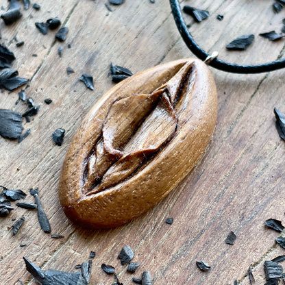Vulva Walnut Wood Pendant