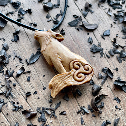 Wolf Pendant with Triskelion