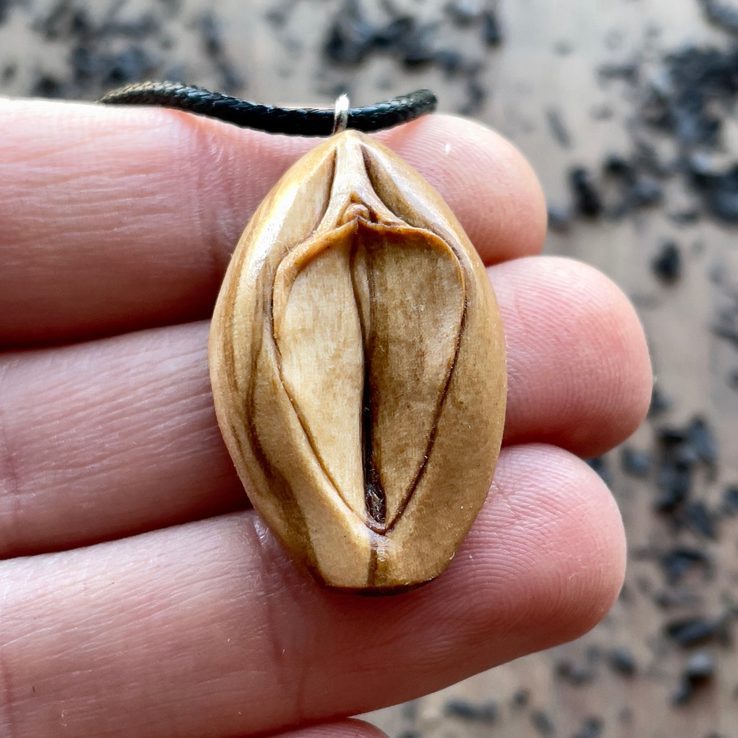 Vulva Olive Wood Pendant