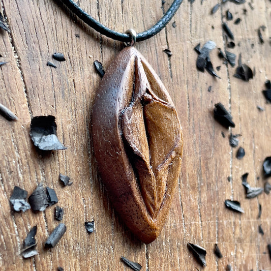 Vulva American Walnut Wood Pendant