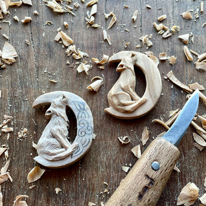 Wolf on the Moon Pendant with Triskelion