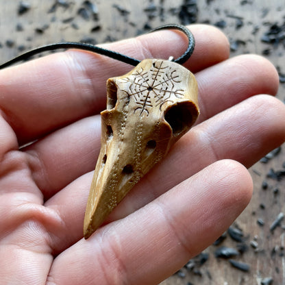 Raven Skull “Helm of Awe” Pendant