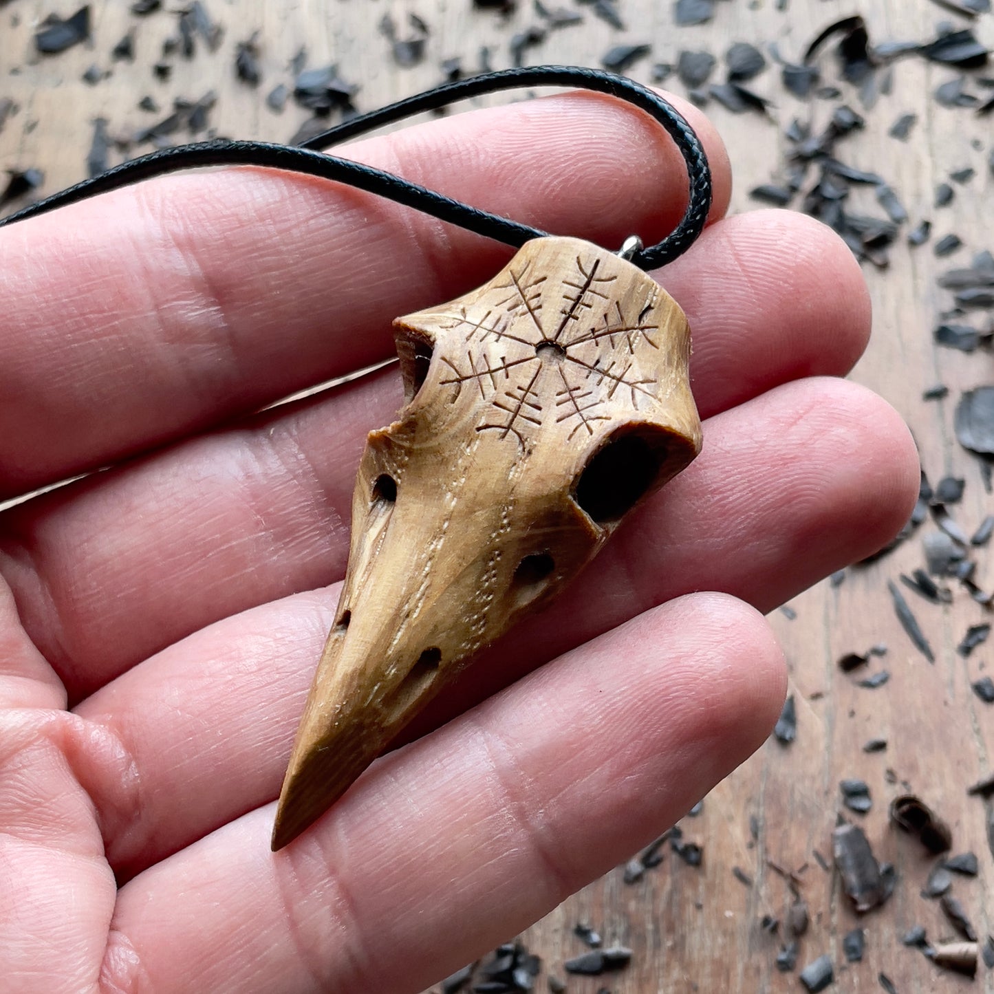 Raven Skull “Helm of Awe” Pendant
