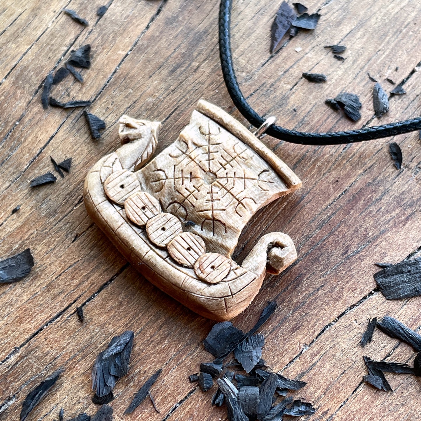 Drakkar With Helm Of Awe Pendant