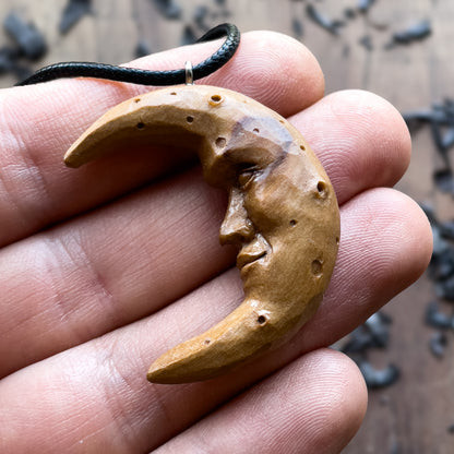 Pendente in legno d'ulivo Mood Face