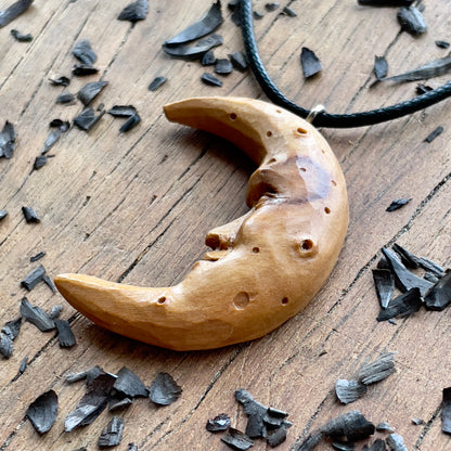 Pendente in legno d'ulivo Mood Face