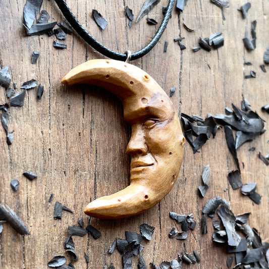 Pendente in legno d'ulivo Mood Face