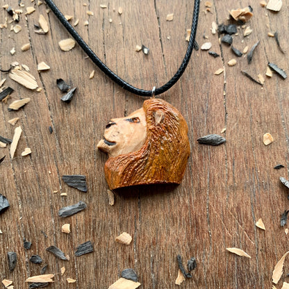 Lion Walnut Wood Pendant