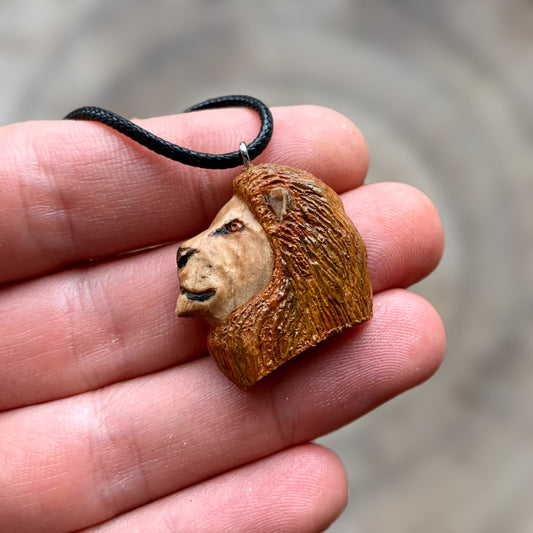 Lion Walnut Wood Pendant