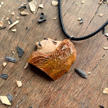 Lion Walnut Wood Pendant