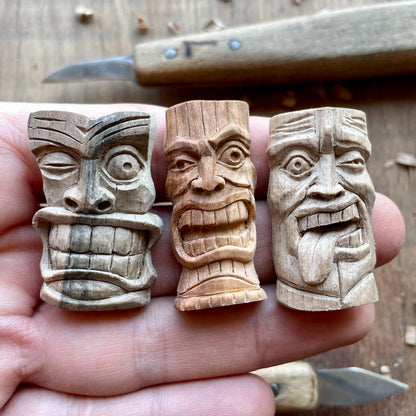 Winking Tiki Mask Black Walnut Pendant