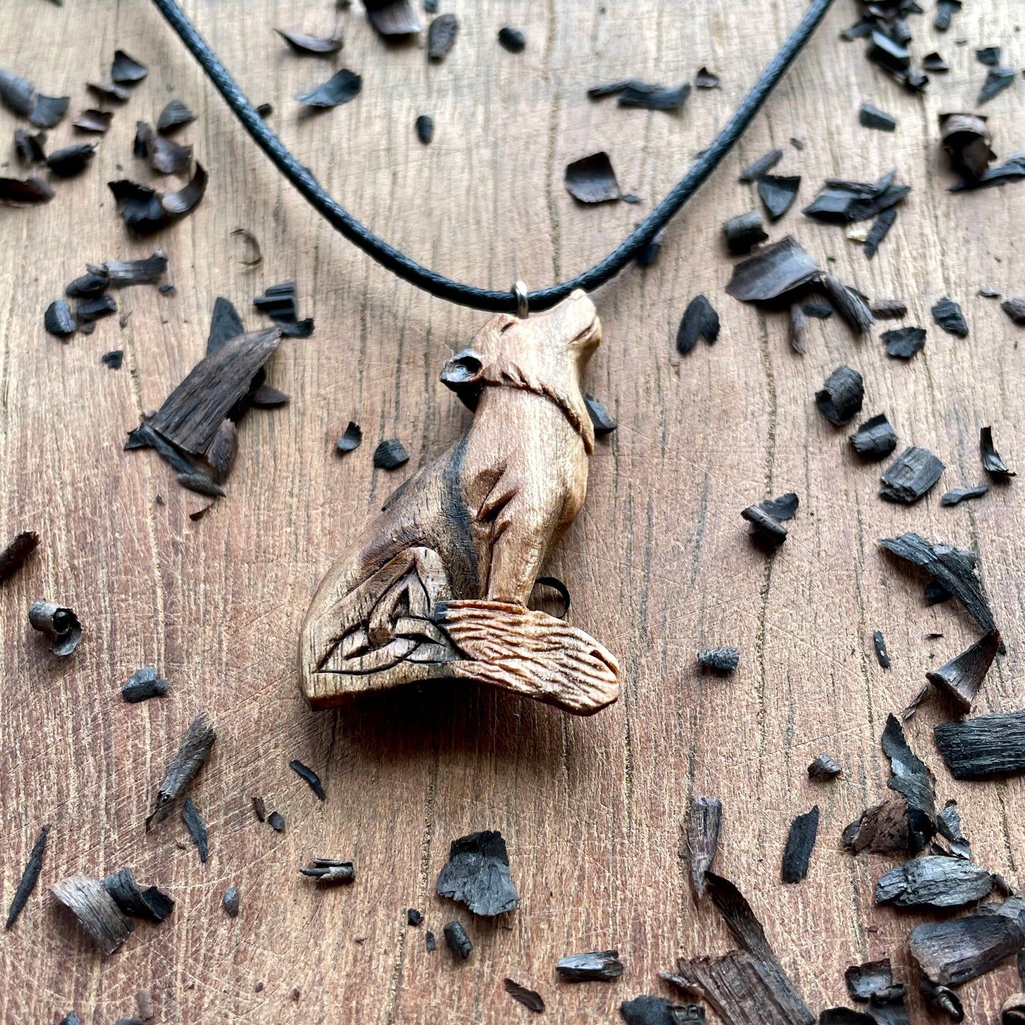 Wolf Pendant with Triquetra