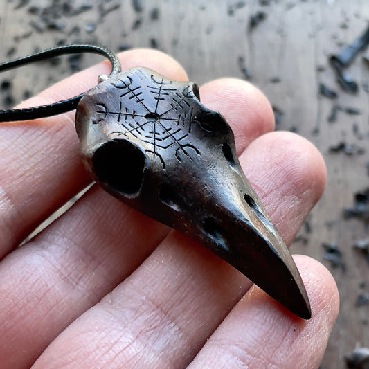 Raven Skull “Helm of Awe” Pendant