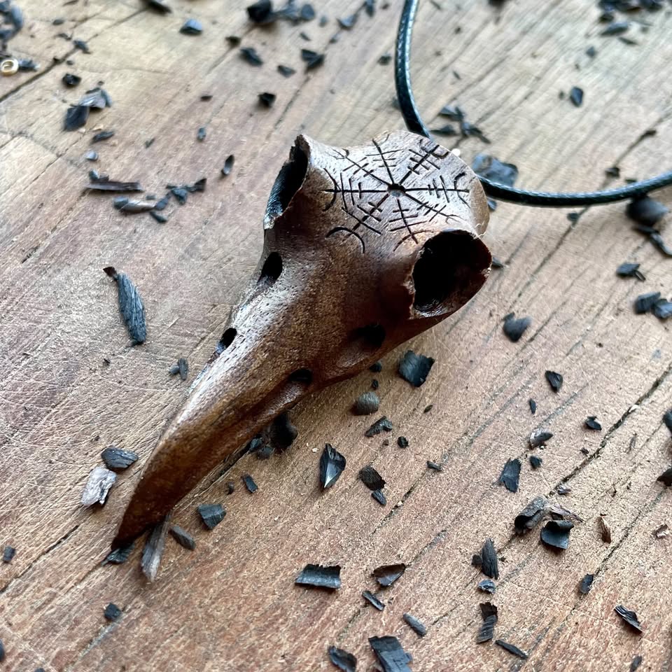 Raven Skull “Helm of Awe” Pendant