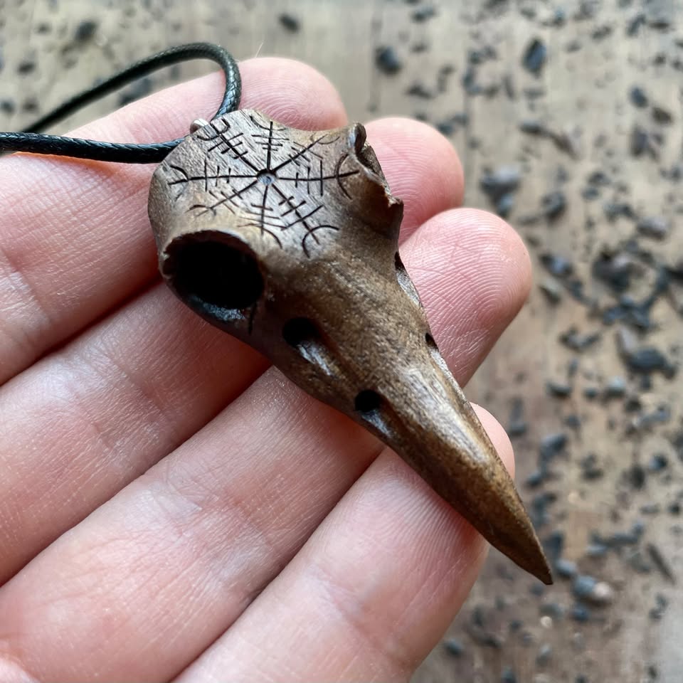 Raven Skull “Helm of Awe” Pendant