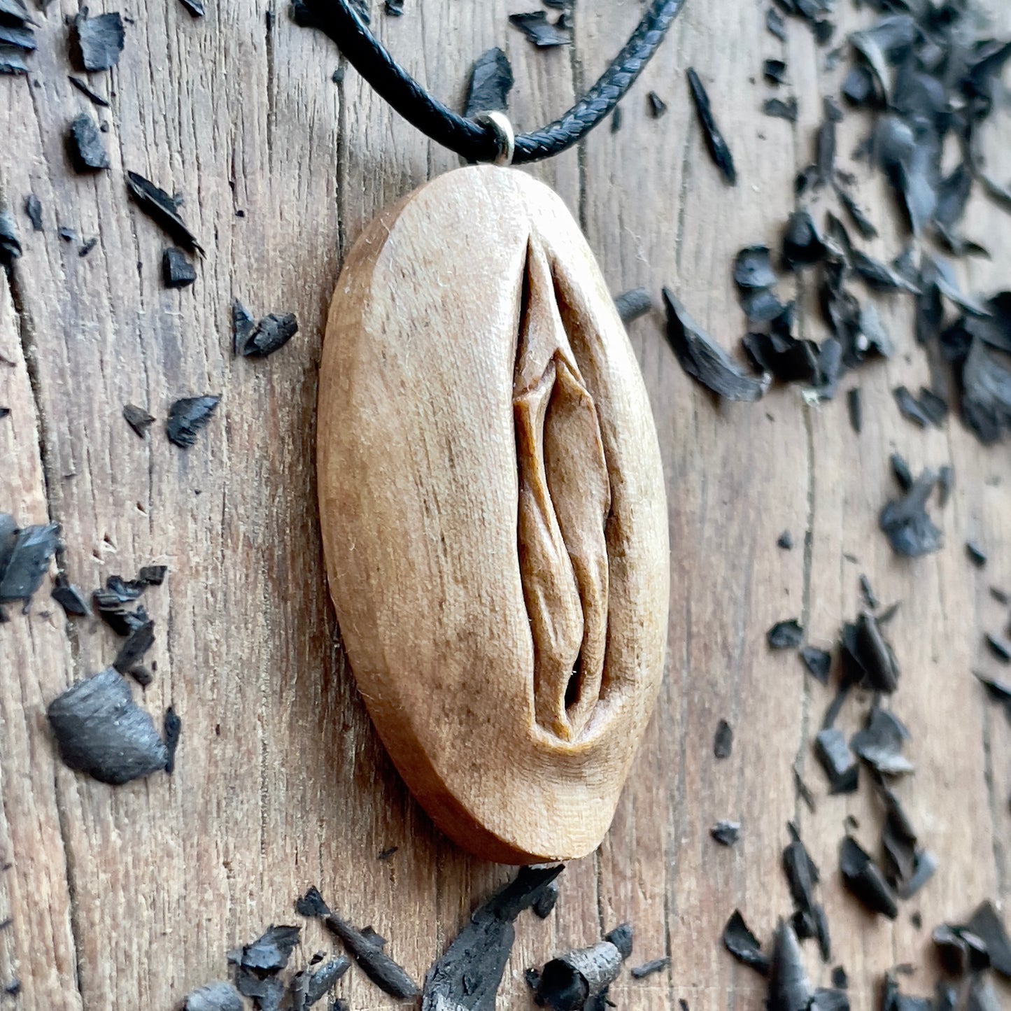 Vulva Italian Walnut Wood Pendant