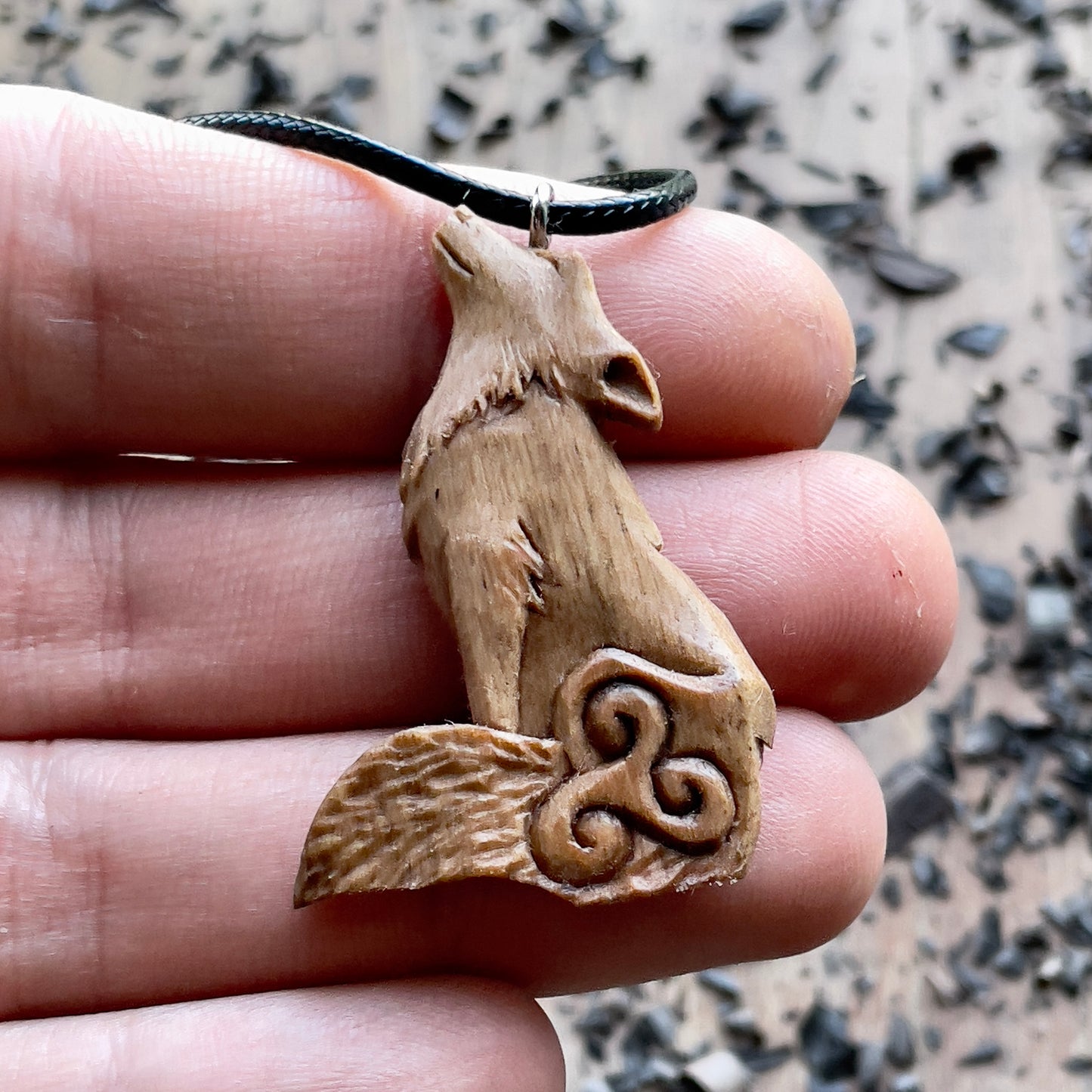 Wolf Pendant with Triskelion