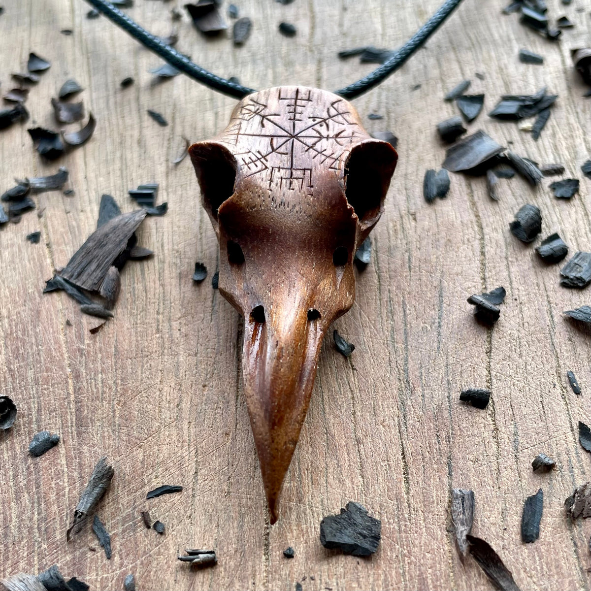 Raven Skull “Vegvísir” Pendant