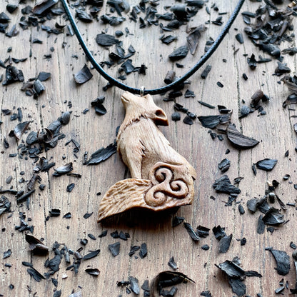 Wolf Pendant with Triskelion
