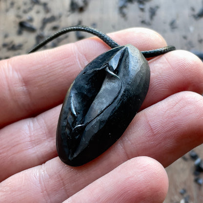 Vulva Pendant in Ebony Wood
