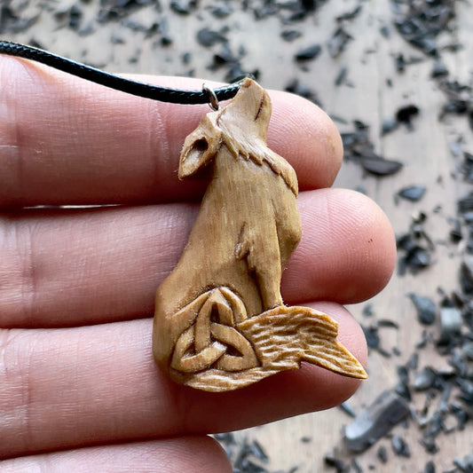 Wolf Pendant with Triquetra