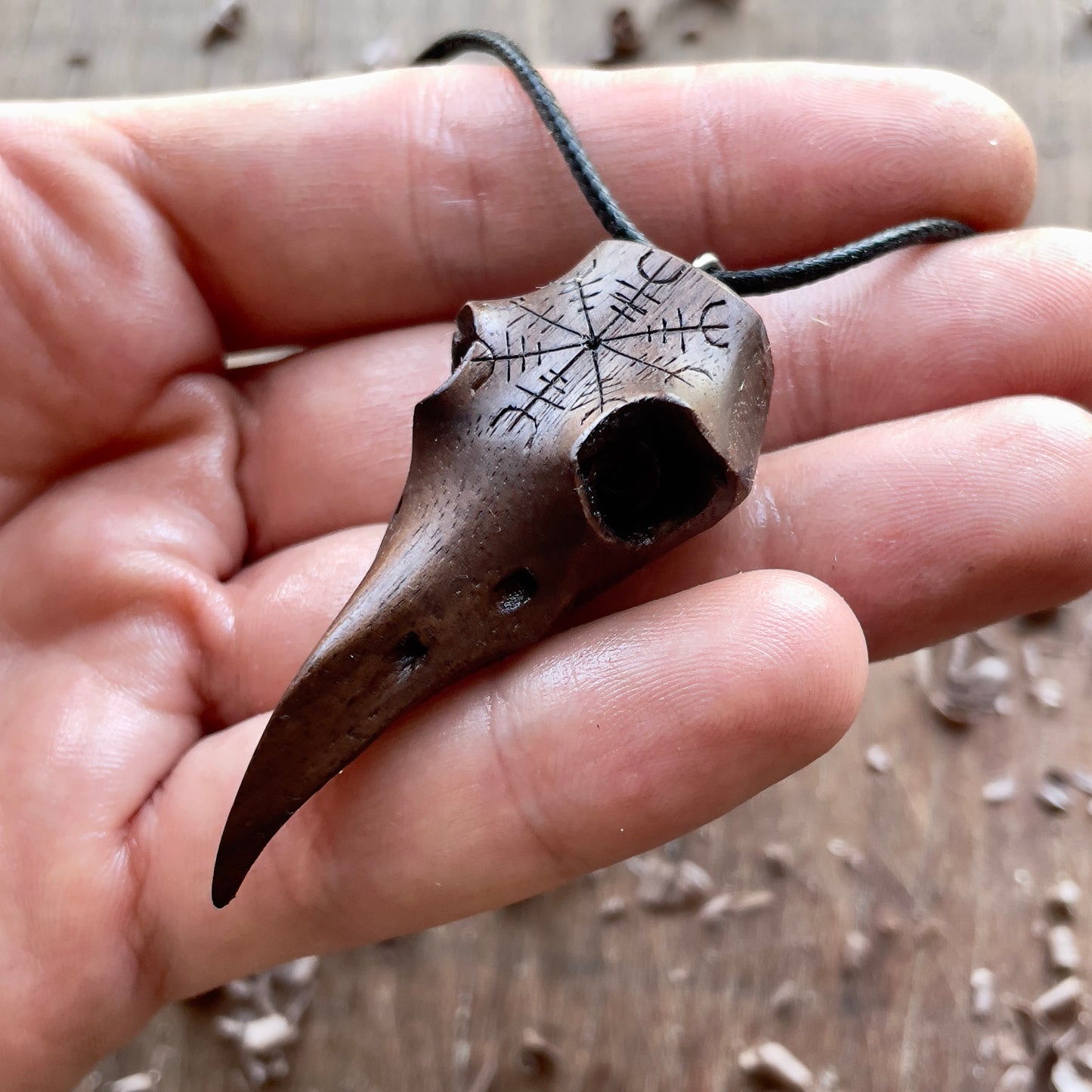 Raven Skull “Helm of Awe” Pendant