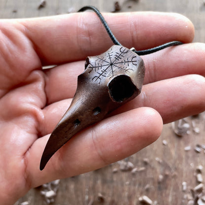 Raven Skull “Helm of Awe” Pendant