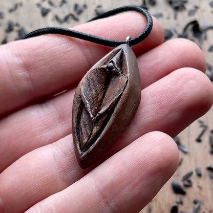 Vulva American Walnut Wood Pendant