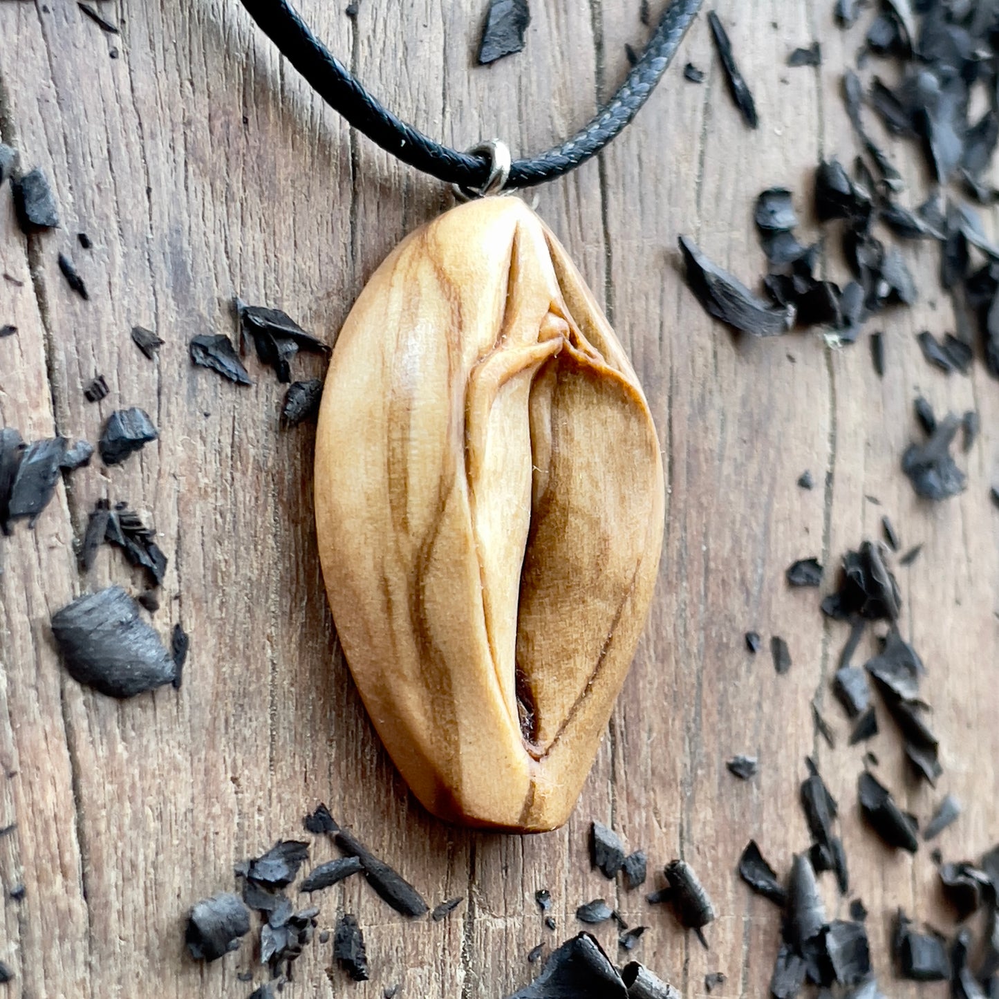 Vulva Olive Wood Pendant