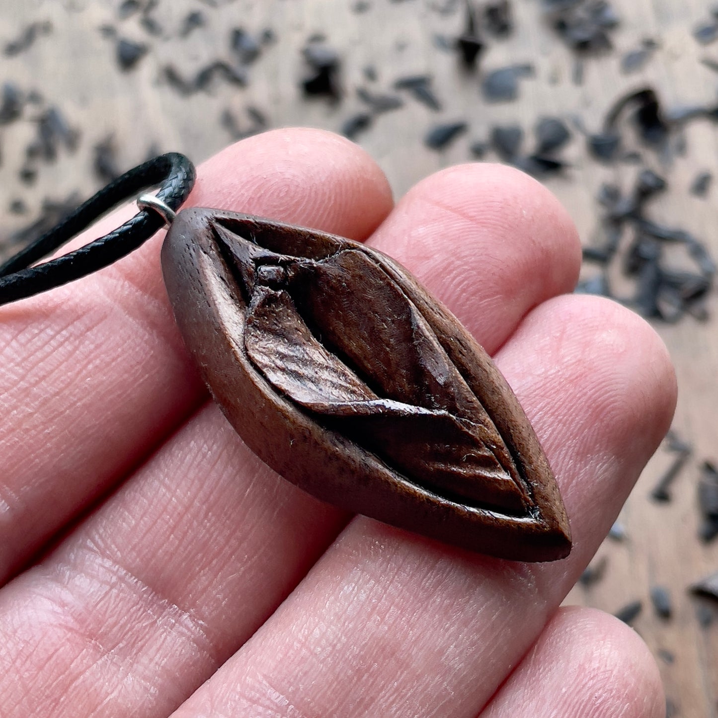 Vulva American Walnut Wood Pendant